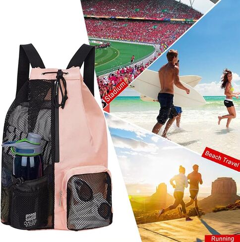 Mesh Backpack Swimming Drawstring Bag Backpack with Wet Pockets Beach Storage Backpacks Mesh Swim Equipment Beach Bag in Saudi Arabia