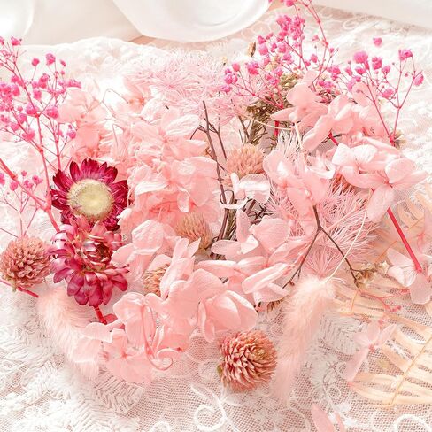 Real Dried Flowers Mini Colorful Natural Pressed Flowers for Crafts Art DIY Decorative Dried Leaf Flower Leaves Bulk for Scrapbooking Resin Moulds Candle Soap Jewelry Making Decoration (Pink) in Saudi Arabia