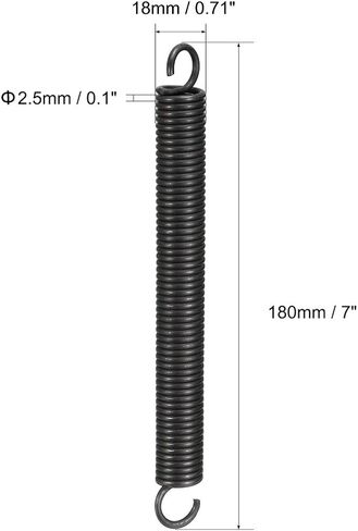 uxcell Extension Spring - 2.5mm Wire Dia, 18mm OD, 180mm Free Length Spring Steel Small Dual Hook Tension Spring 2pcs in Saudi Arabia