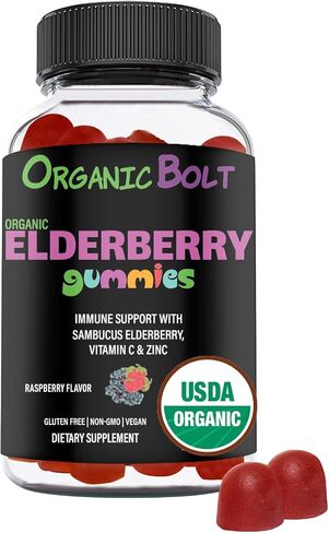 USDA Organic Elderberry Gummies - High Potency 150mg Organic Elderberry Gummies for Adults & Kids with Vitamin C & Zinc - Immune Support Gummies - Vegan, Gelatin & Gluten Free - 60 Count in Saudi Arabia