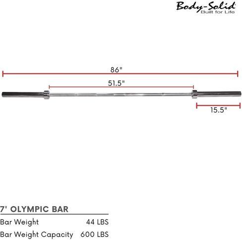 قضيب قضيب أولمبي متين بوزن 44 رطل و7 أقدام مع هيكل تجاري عالي التحمل لمعدات رفع الأثقال وتدريبات القوة وتمارين اللياقة البدنية للمنزل وصالة الألعاب الرياضية الدمبل in Kuwait