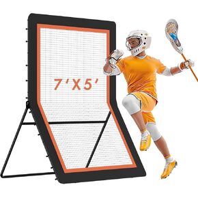 MR Lacrosse Rebounder 7’x5’, Throwback Net with 5 Bounce Back Rebound Angles, Pitch Back Return Net, Rebound Wall for Lacrosse, Baseball, Softball, Soccer, Football, Basketball, Volleyball, Tennis