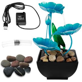 Tabletop Fountain USB Powered Small Waterfall with Rocks Relaxation Creative Fountains Desktop Waterfall Decoration Mini Fountain Ornament for Table Office Bedroom Decor