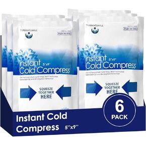 Instant Ice Packs for Injuries - 6 Pack of Disposable Cold Compress Ice Packs for Sprains, Strains, Contusions, Minor Burns, Toothaches, and More