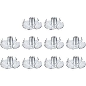 uxcell #8-32 T-Nuts, Zinc-Plated Carbon Steel 3-Pronged Tee Nuts Threaded Inserts for Climbing Holds and Wood Working, Black 50Pcs