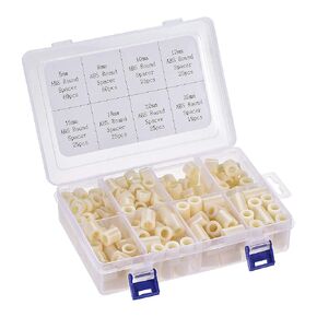 uxcell ABS Round Spacer Assortment Kit ID 8.2mm OD 14mm for M8 Screws, 8 Sizes Plastic Standoff (5mm 8mm 10mm 12mm 15mm 18mm 20mm 25mm), 263pcs