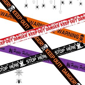 OZIO 5 Rolls Halloween Decorations Caution Tape, 100 ft Reusable Glue-Free Warning Tape, Creepy Scary Decoration Fright Tape Spooky Party Haunted House Props for Haunted Houses, Vampire Parties