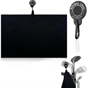 Magnetic Clip for Golf Towel - Industrial Strength Magnet for Strong Hold on Carts, Bags & Clubs - Magnetic Golf Towel (23.5 x 15.5 inch) for Men & Women