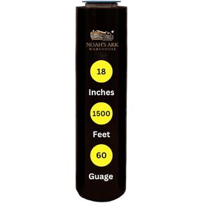 Noah's Ark Warehouse 18" x 1500FT Industrial Class Pallet Wrap, 60 Gauge 4 Rolls Black Stretch Film for Warehouse Packing, Adhering Packing Moving Packaging (4 Pack)