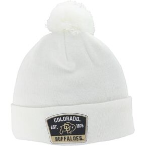 ZHATS Standard NCAA Officially Licensed Pom Beanie Patch Switchback White, One Size