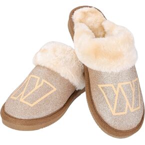 FOCO Women's NFL Team Logo Glitter Open Back Moccasin Slippers