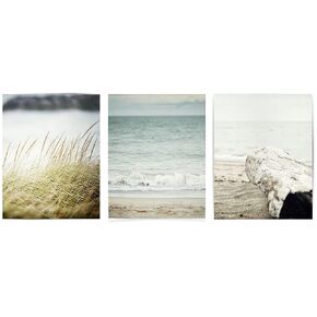 Coastal Beach Wall Art Set of 3 Prints - Not Framed - Nautical Ocean Home Decor Photo Bundle (3 8x10 Prints Only)