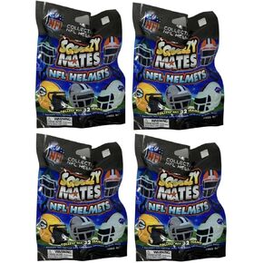 Party Animal Squeezymates Helmets 2025 Series 1 NFL Helmet Figures Blind Bags Gift Set Party Bundle - 4 Pack