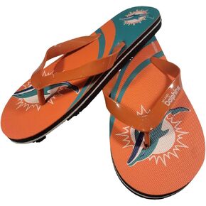 FOCO NFL Team Big Kids Big Logo Flip Flop Sandals - Miami Dolphins - 1-2