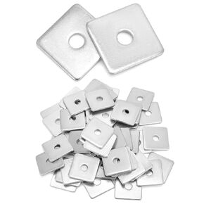QWORK 50-Pack Galvanized Square Washers Plate – 1/2" ID, 2x2" OD, 3/16" Thickness – Durable, Cushioning, and Anti-Loosening Plate Fastener for Construction and Industrial Equipment