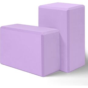 Yoga Block, Yoga Blocks 2 Pack, Sturdy Yoga Foam Blocks, High Density & Non Slip Dance Blocks for Stretching and Toning, Fitness Accessories for Stability & Balance (Lavender)