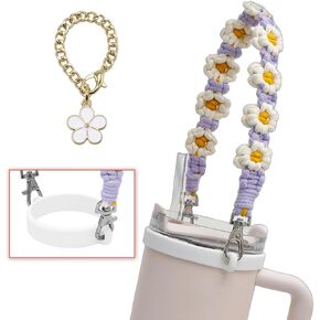 Water Bottle Handle Strap Woven Cup Handle Sling Fits Most 8-40oz Bottles, Compatible with Stanley Cup Accessories