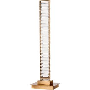 Benjara Lizy 24 Inch Tall, Thin Table Lamp, Crystal, LED Metal Frame, Antique Brass