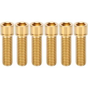 Stem Screws, 6 Pcs M8x25mm Alloy Headset Stem Screw Handlebar Stem Bolt Screws Cycling Accessory(Gold) and Spare Parts
