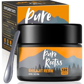60,000 MG Shilajit Pure Himalayan Organic Resin - 65% Fulvic Acid & 85+ Trace Minerals, 120 Servings - Awaken Energy Booster & Support Immune, Enhance Overall Health & Brain Booster - Sugar Free