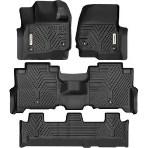 YITAMOTOR Custom Fit 3 Row Floor Mats Compatible for 2018-2024 Ford Expedition/Expedition Max with 2nd Row Bench Seat, Front 1st & 2nd 3rd Seat Black Floor Liner Set
