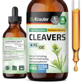 Cleavers Leaf Tincture - Organic Cleavers Herb Liquid Extract - Natural Body Detox - Alcohol and Sugar Free - Vegan Drops 2 Fl.Oz. in Saudi Arabia