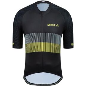 MOXILYN Men's Cycling Jersey Short Sleeve with 4 Pockets Moisture Wicking Breathable Quick Dry MTB Biking Shirt