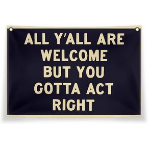 Welcome Sign Canvas Flag,Welcome Canvas Banner For Livingroom Bedroom The Gate Of The Door, Black And Yellow Sign Flag Decor 30X20 Inch in Saudi Arabia