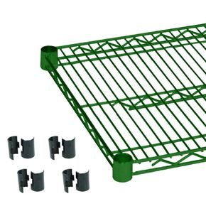 Thunder Group CMEP2448 Wire Shelving, 24" x 48", 850 lb. Capacity, with 4 Sets of Sleeve Clips, Heavy Duty, epoxy Coated, Green, NSF, Pack of 2