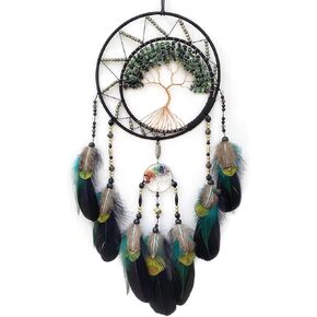 Black Tree of Life Dream Catcher Handmade Feather Dream Catchers Wall Hanging Ornaments for Bedroom Home Decor Blessing Gift Wedding Party