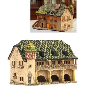 Ceramic Houses Collection - Collectible Handmade Miniature of Historic House Zollhaus in Colmar, Alsace, France - Tea Light Candle Holder, Essential Oil Burner C373AR*