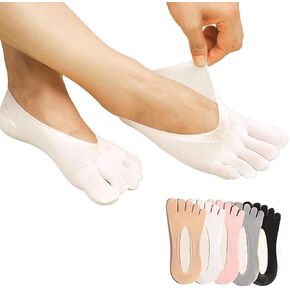 5 Pairs Five Finger Orthopedic Compression Socks, Toe Separator Socks, Breathable and Soft Align Toe Socks for Women Foot Size 9-11