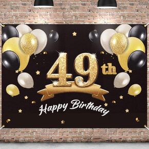 خلفية لافتة عيد ميلاد سعيد 49 - 49 لوازم زينة لحفلات أعياد الميلاد للرجال - أسود ذهبي 4 × 6 أقدام in Kuwait