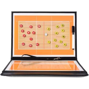 Foldable Leather Football Soccer Magnetic Tactic Marker Coaching Clipboard with Zipper and Marker Pen - Coaching Strategy Guiding Board Kit Equipment Portable Coach Tool