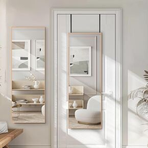 47x14 Over The Door Mirror Full Length Hanging Door Mirror Wall Mounted Mirror for Bedroom Bathroom Dorm Long Full Body Mirror with Hanger White