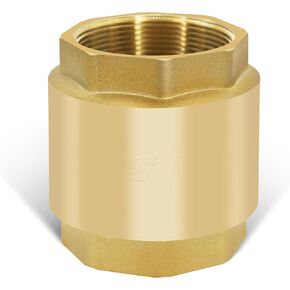 1/2" NPT Brass Vertical Check Valve, NPT Thread Vertical Lead-Free In-Line Spring Check Valve, Non Return One Way Counterflow Valve to Prevent the Medium Backflow for Oil Water Gas Air DN15