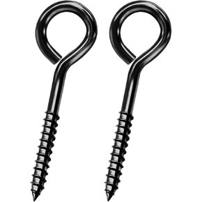 YGAOHF 6 Inch Eye Hooks Screw in Heavy Duty, Heavy Duty Eye Hooks, 500 LBS Capacity, Large Stainless Steel Eye Hooks for Hanging, Black Eye Bolts for Indoor & Outdoor Heavy-Duty Applications
