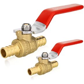 10-PCs PEX Ball Valves, 1/2-Inch Brass Crimp Pex Valve for Hot and Cold Water, 1/4 Turn Full Port Shut-off Valve, ASTM F1807, Red in Saudi Arabia