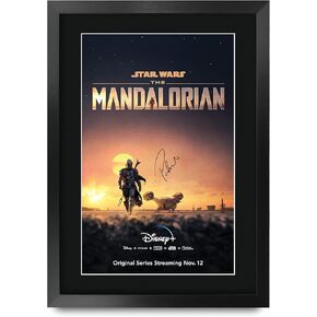 HWC Trading The Mandalorian Pedro Pascal 16 x 12 inch Framed Gifts Printed Signed Autograph Picture for TV Memorabilia Fans - 16" x 12" Framed