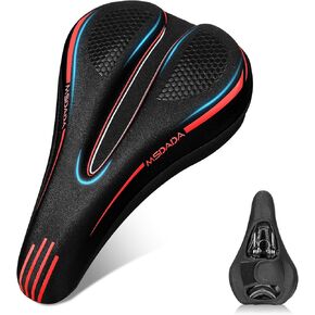 MSDADA Bike Seat Cushion Gel Padded Bike Seat Cover for Men & Women Comfort - Soft Bicycle Seat Cushion with Velcro Secure for Indoor & Outdoor, Exercise/Spin/Stationary/Mountain/Road Bikes - Blue