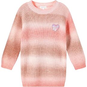 Girls Striped Sweater Dress Pullover Crewneck Gradient Cable Knit Sweaters for Girls Dresses