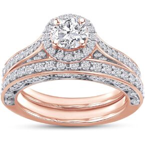 Wedding Rings for Women Engagement Ring Set 925 Sterling Silver 1.25Ct Round Lab Created Moissanite Diamond Bridal Set Ring With Certificate of Authenticity(G-H Color,VVS1 Clarity, 1.25Cttw)