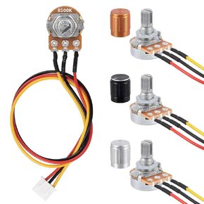 WH148 500K Linear Taper Rotary Potentiometer 3Pins XH2.54 Variable Resistor Potentometers 500000 Ohm with 20cm Connector Wire Cable and 3color Aluminum Alloy Knobs (Pack of 6pcs)