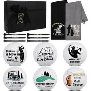 14 Pcs Funny Retirement Gifts Golf Balls Set, 2Pcs Funny Golf Towel, 6Pcs Funny Retirement Gifts Golf Balls Set with 6Pcs Golf Tees for Dad Husband Coworkers Golfers Golf Lovers Retirement Gifts