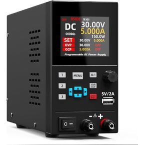 BSIDE DC Power Supply Variable 30V 5A Adjustable Switching Regulated Lab Power Supply Small Bench Power Supply with USB Encoder Knobs and Arrow Keys DC Output Power Supply