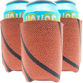 TahoeBay Basketball Can Coolers (12-Pack) Party Decorations Sports Themed Team Accessories Favors College Ball Game Decor Bulk Beer Insulating Sleeves Soda Gift Beverage Blanks for Vinyl Neoprene