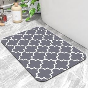 KMAT Bath Mat Super Absorbent Bathroom Rugs Anti-Slip Quick Dry Bath Rug Fits Under Door Washable Bath Rugs for Bathroom Shower Room in Front of Bathtub Sink, Grey 16"x24"
