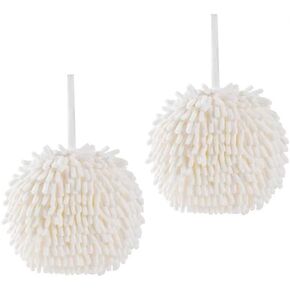 2PCS Fuzzy Ball Towel White Dry Your Hand Instantly conveniently with This Creative Bath Towel Set Decorative Towels for Bathroom Towels
