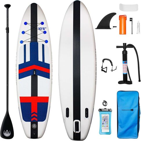 Stand Up Paddle Board, 10'6"×33"×6" Extra Wide Inflatable Stand Up Paddle Board with Adjustable Paddle,Backpack,Waterproof Phone Bag,Leash,and Hand Pump,Repair Kit for Youth & Adult in Kuwait