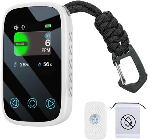 [3-in-1] Carbon Monoxide Detector | Humidity | Temperature, Portable Co Gas Monitor with Lanyard, Air Quality Sensor for Outdoor Camping Travel RV Car in Saudi Arabia